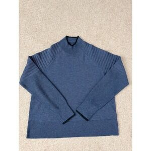 Smartwool Womens Merino Wool Blend Mock Neck Sweater Blue Heather Medium M